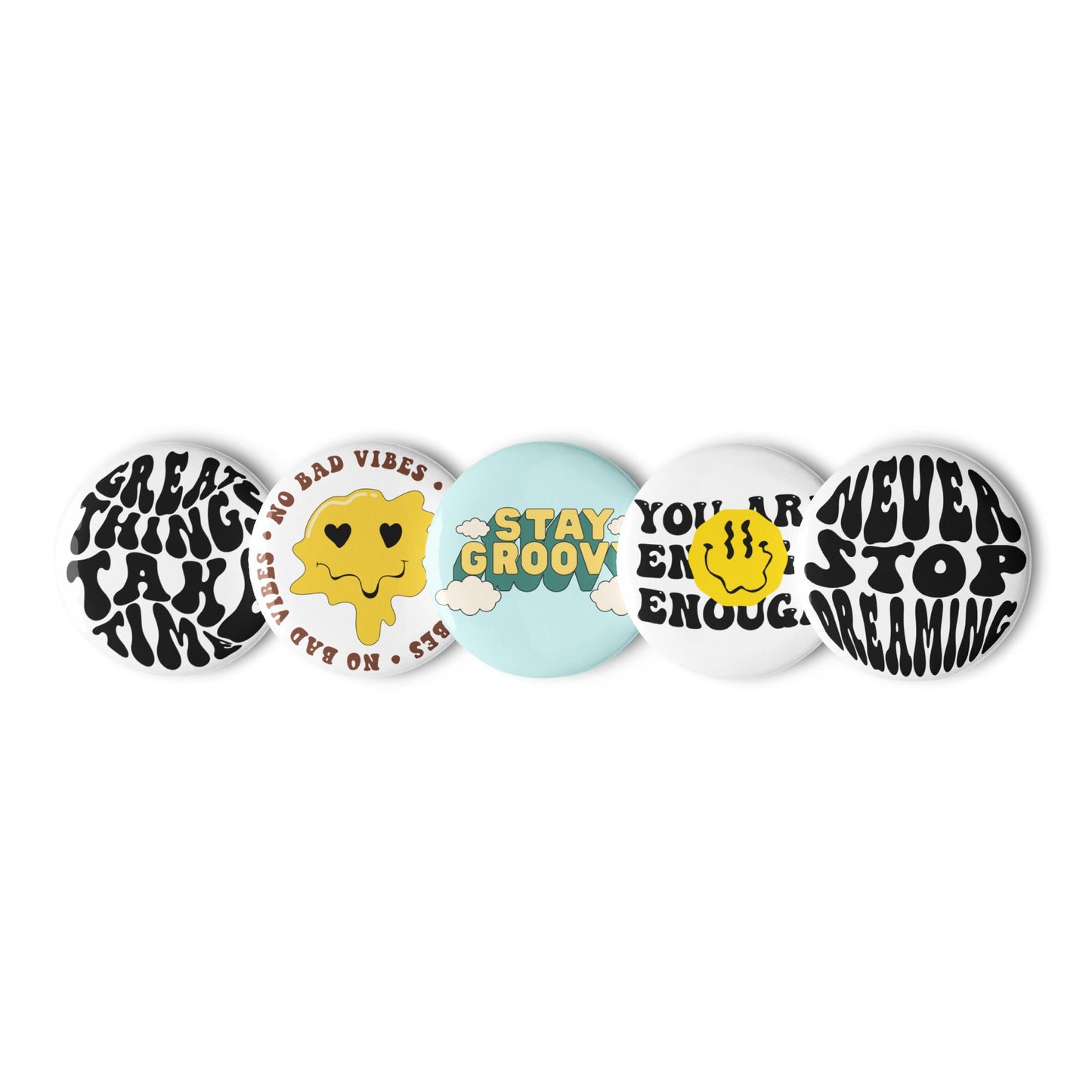 Affirmations - Set of 5 Pin Buttons - accessories - buttons - decorative pins - Numbskullz