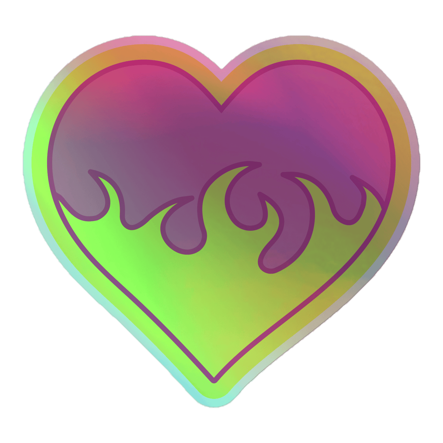 Hearts Afire - Holographic Sticker - holographicsticker - kisscutstickers - sticker collections - Numbskullz