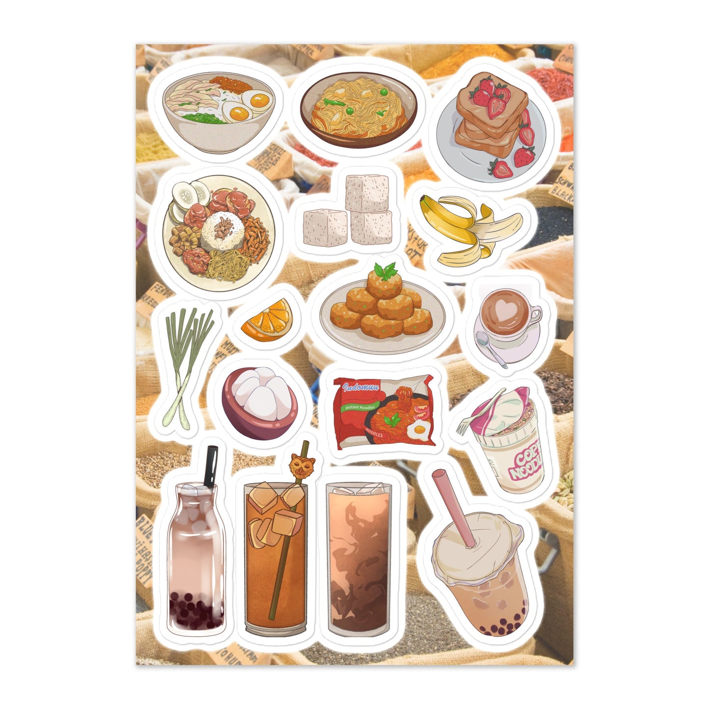 Noms - Sticker sheet - stickersheet - food - kisscutstickers - Numbskullz