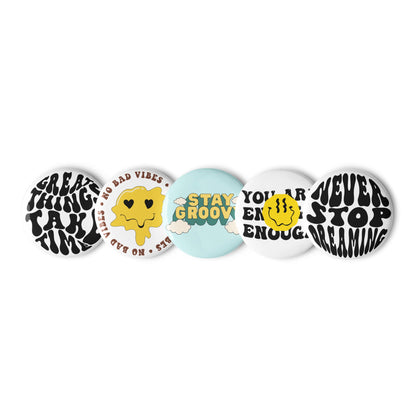 Affirmations - Set of 5 Pin Buttons - accessories - buttons - decorative pins - Numbskullz