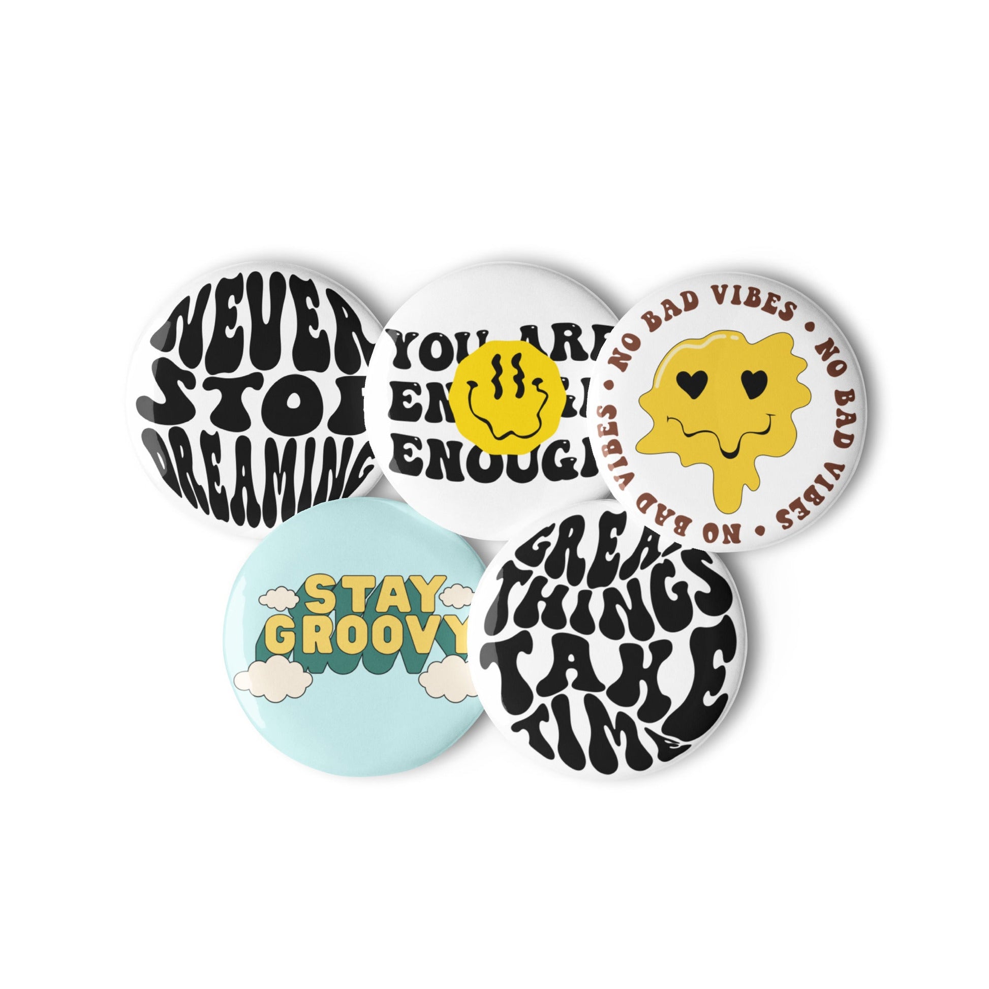 Affirmations - Set of 5 Pin Buttons - accessories - buttons - decorative pins - Numbskullz