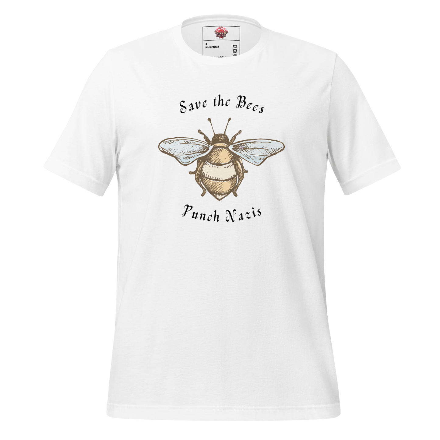 Bees: yay Nazis: boo - Unisex Cotton Tee - activism - political - shirt - Numbskullz