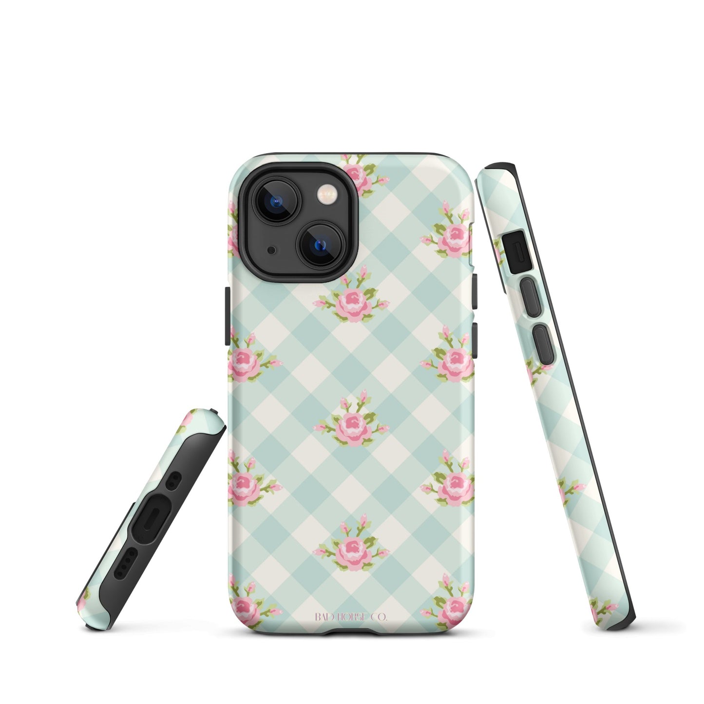 Blue Gingham Rose - iPhone® Tough Case - Phone Case - TSC: TheShopCollective - BadHorse