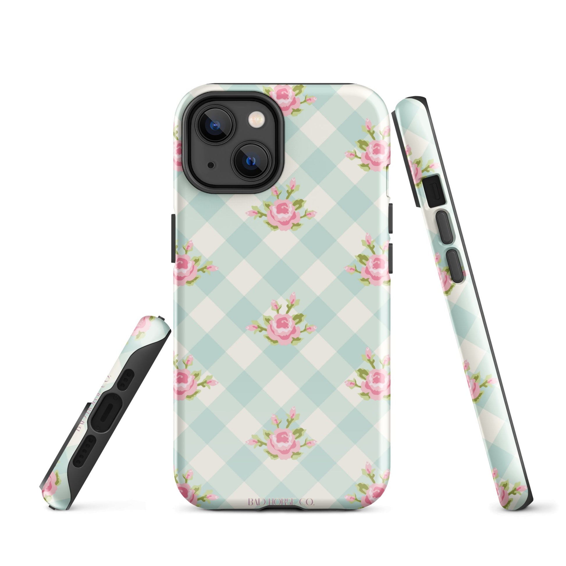 Blue Gingham Rose - iPhone® Tough Case - Phone Case - TSC: TheShopCollective - BadHorse