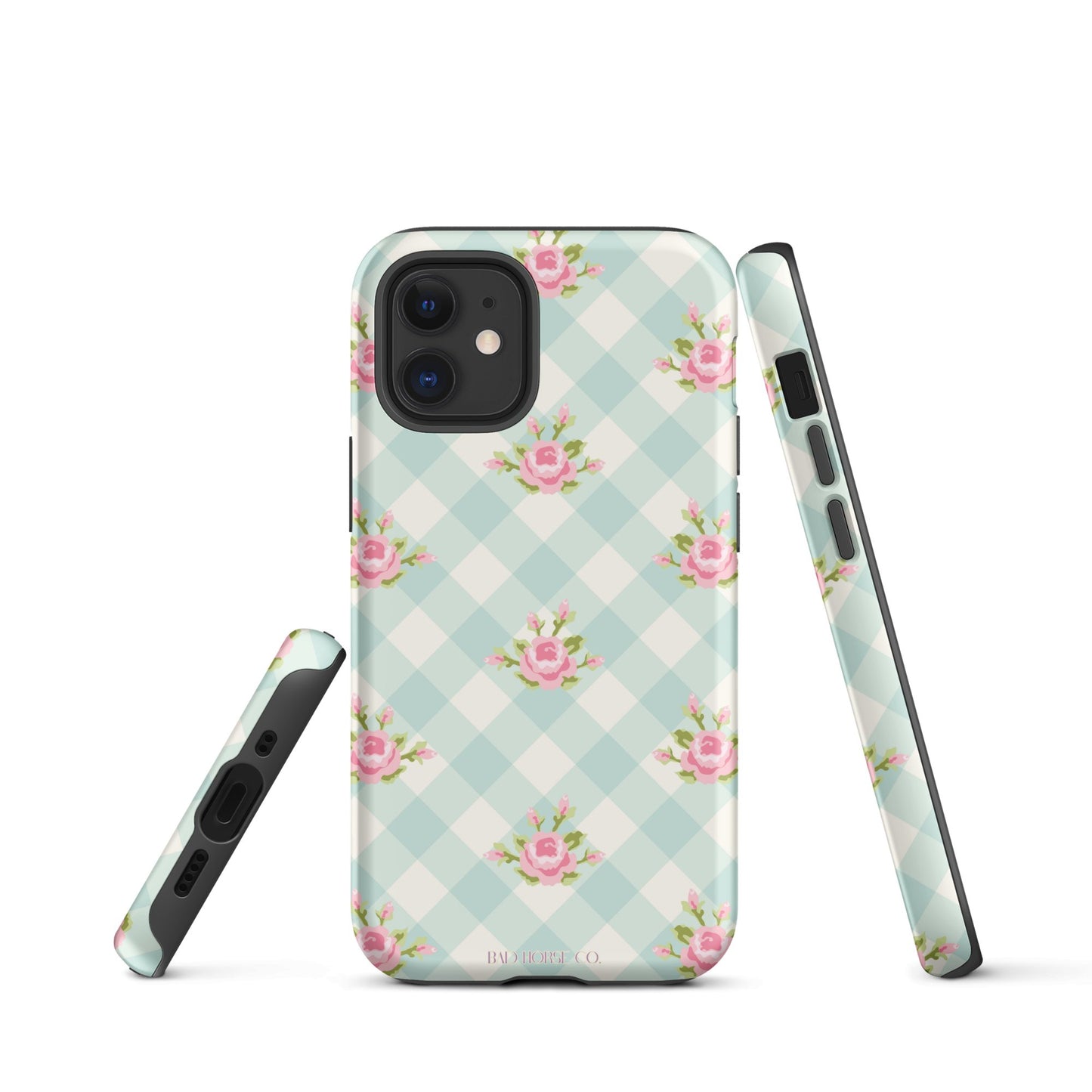 Blue Gingham Rose - iPhone® Tough Case - Phone Case - TSC: TheShopCollective - BadHorse