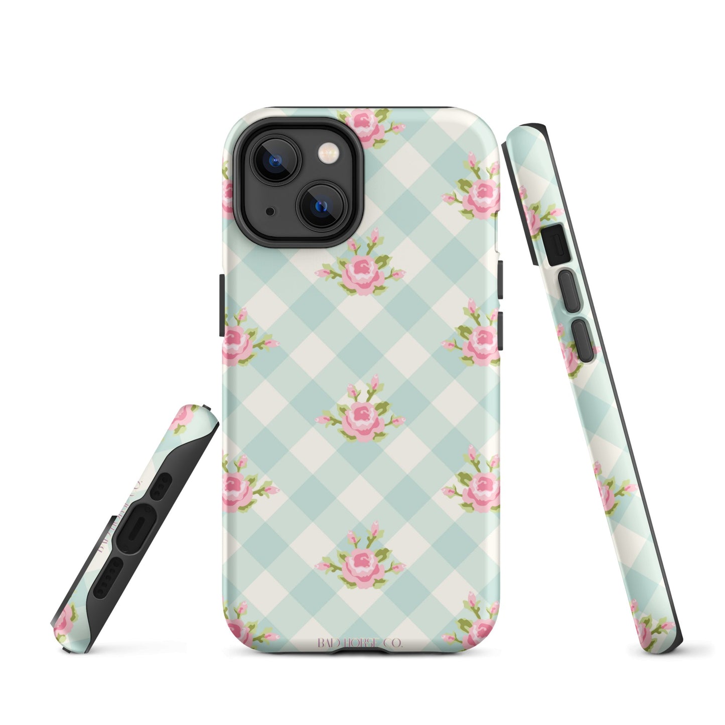 Blue Gingham Rose - iPhone® Tough Case - Phone Case - TSC: TheShopCollective - BadHorse