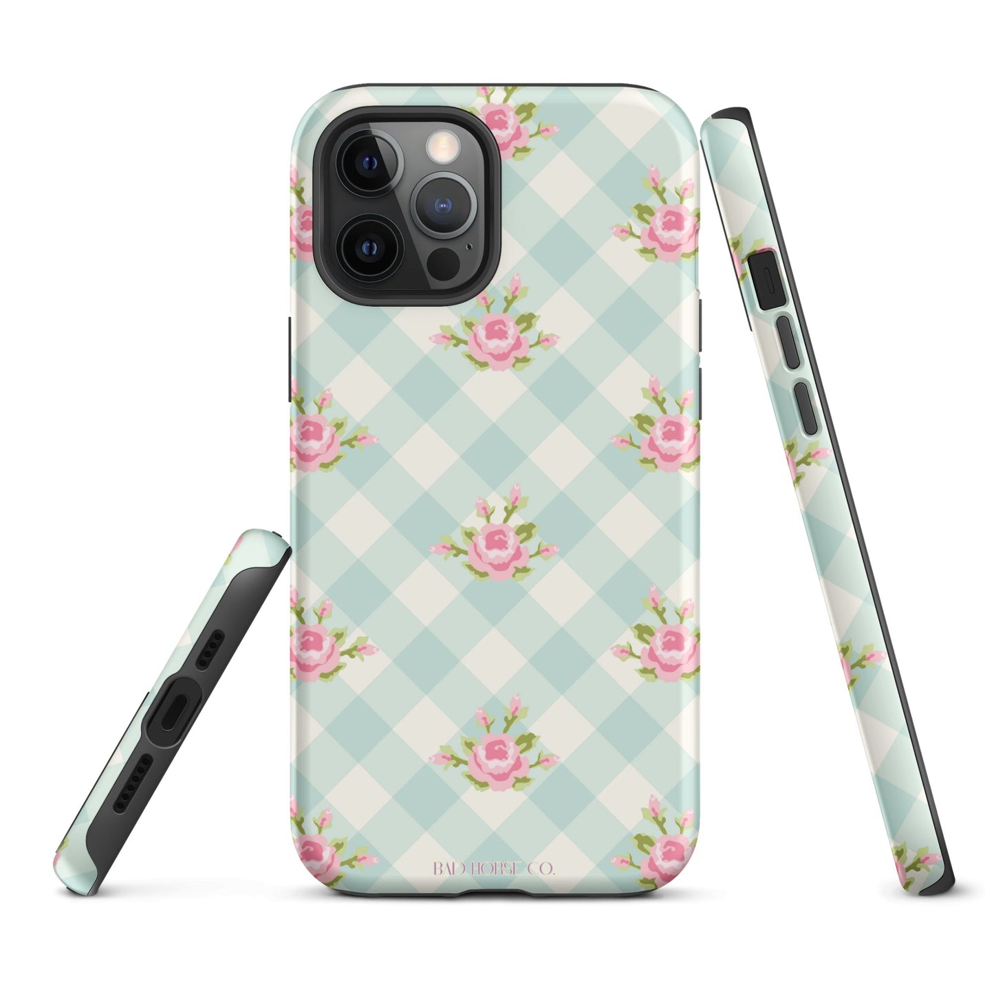 Blue Gingham Rose - iPhone® Tough Case - Phone Case - TSC: TheShopCollective - BadHorse