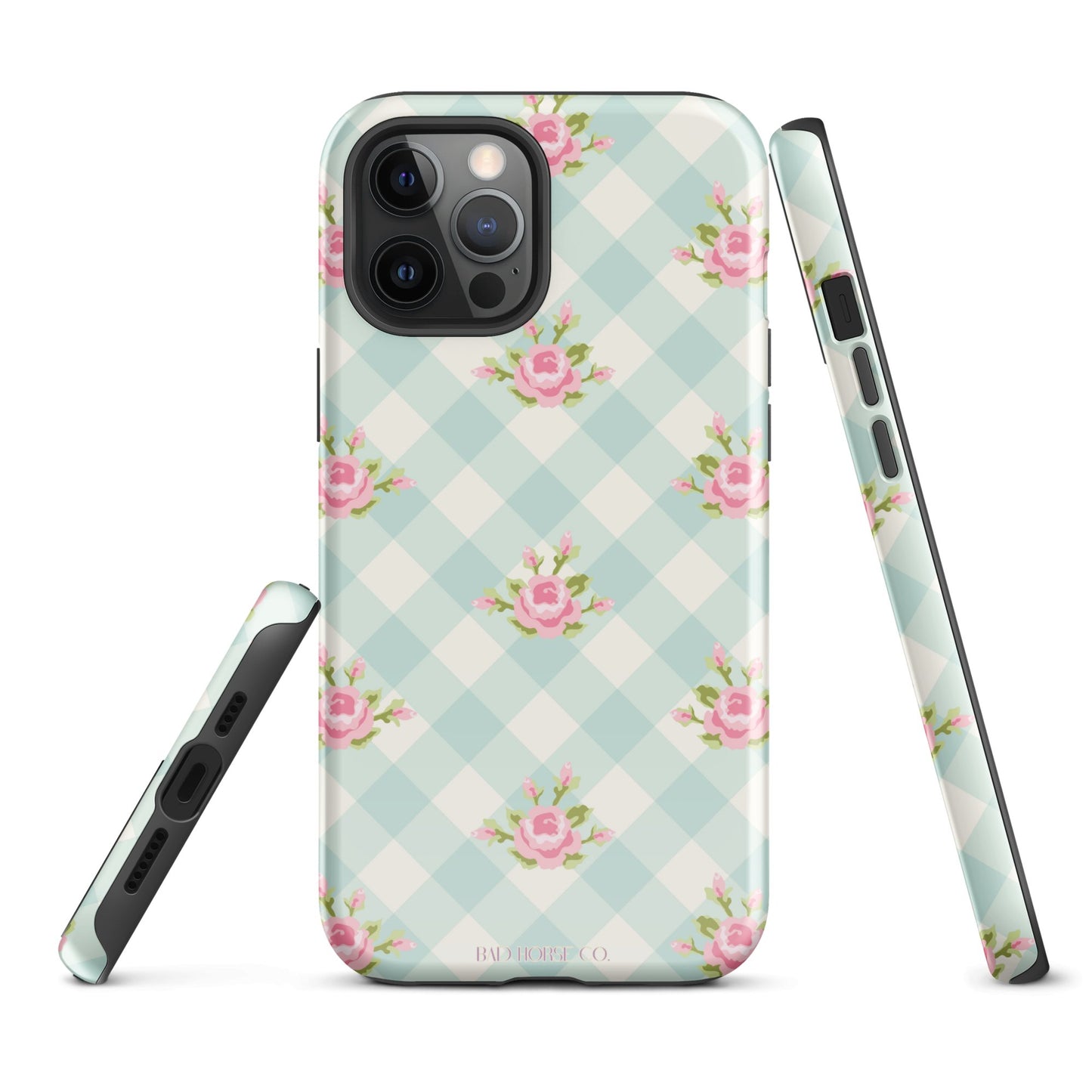 Blue Gingham Rose - iPhone® Tough Case - Phone Case - TSC: TheShopCollective - BadHorse