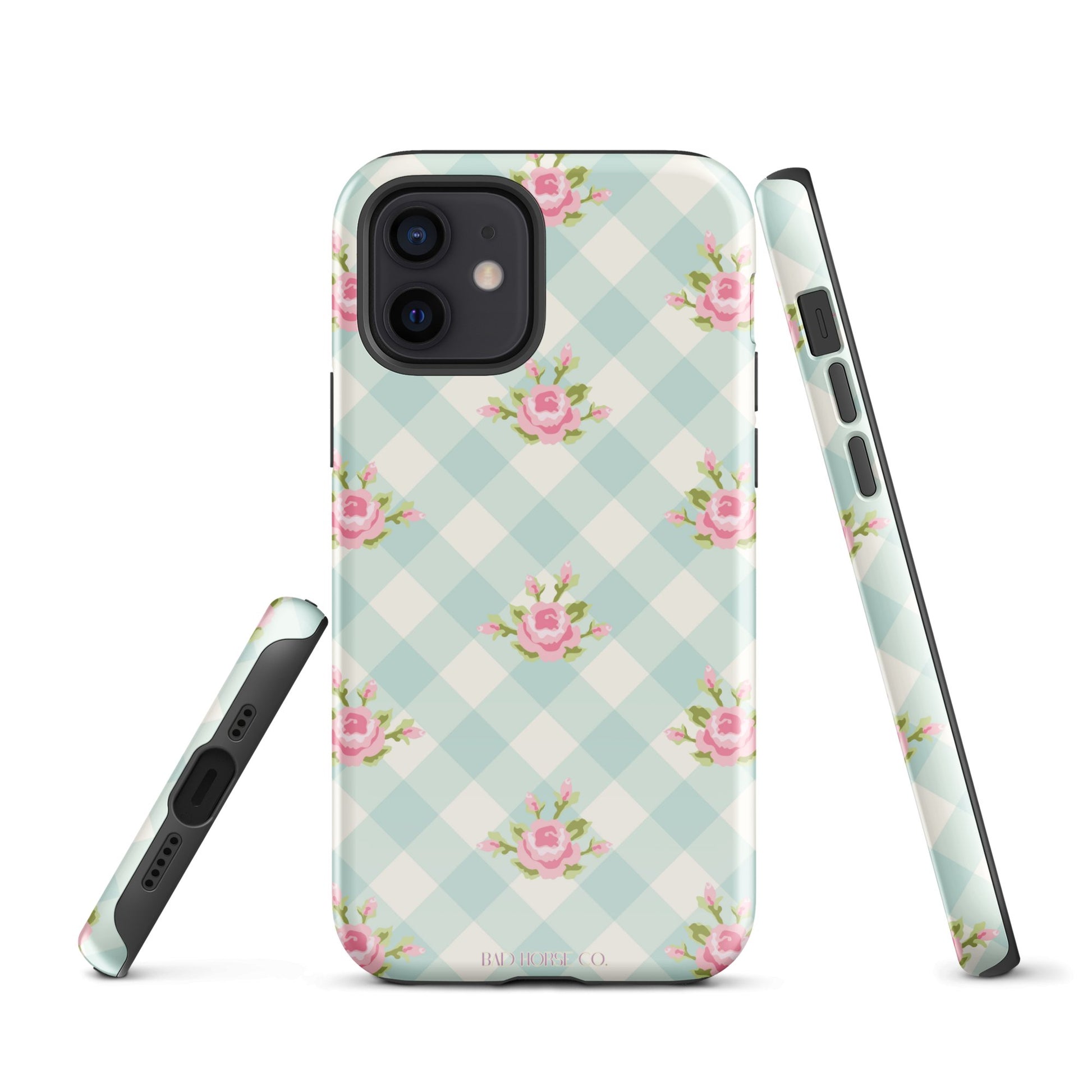 Blue Gingham Rose - iPhone® Tough Case - Phone Case - TSC: TheShopCollective - BadHorse