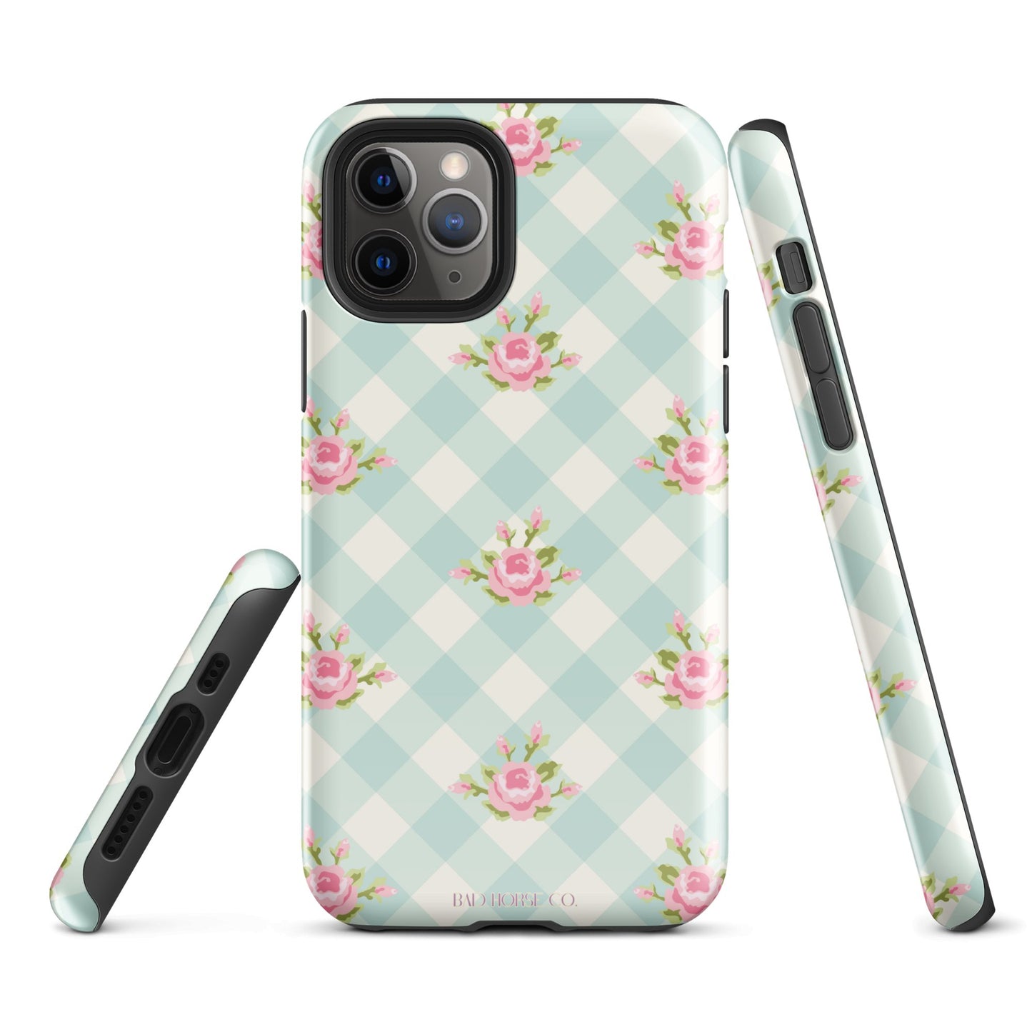 Blue Gingham Rose - iPhone® Tough Case - Phone Case - TSC: TheShopCollective - BadHorse