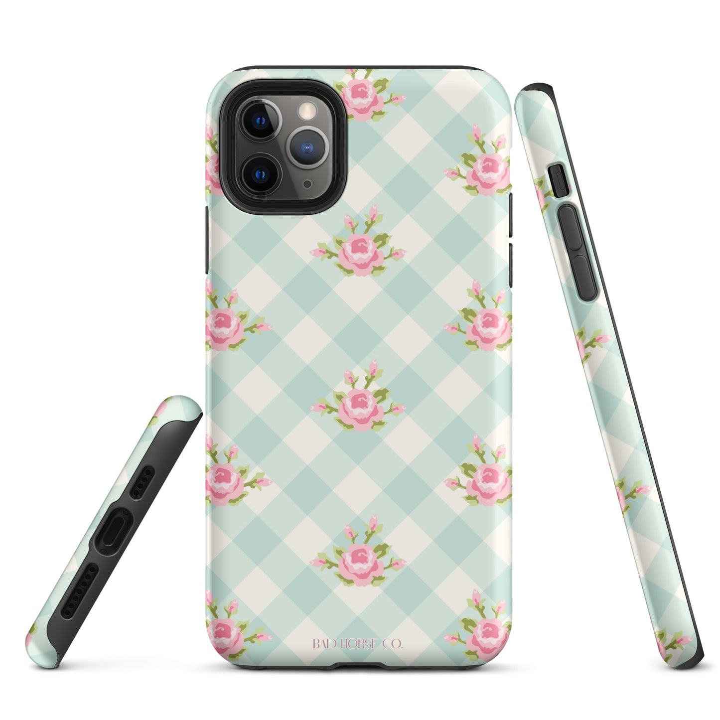 Blue Gingham Rose - iPhone® Tough Case - Phone Case - TSC: TheShopCollective - BadHorse