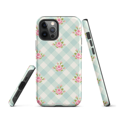 Blue Gingham Rose - iPhone® Tough Case - Phone Case - TSC: TheShopCollective - BadHorse