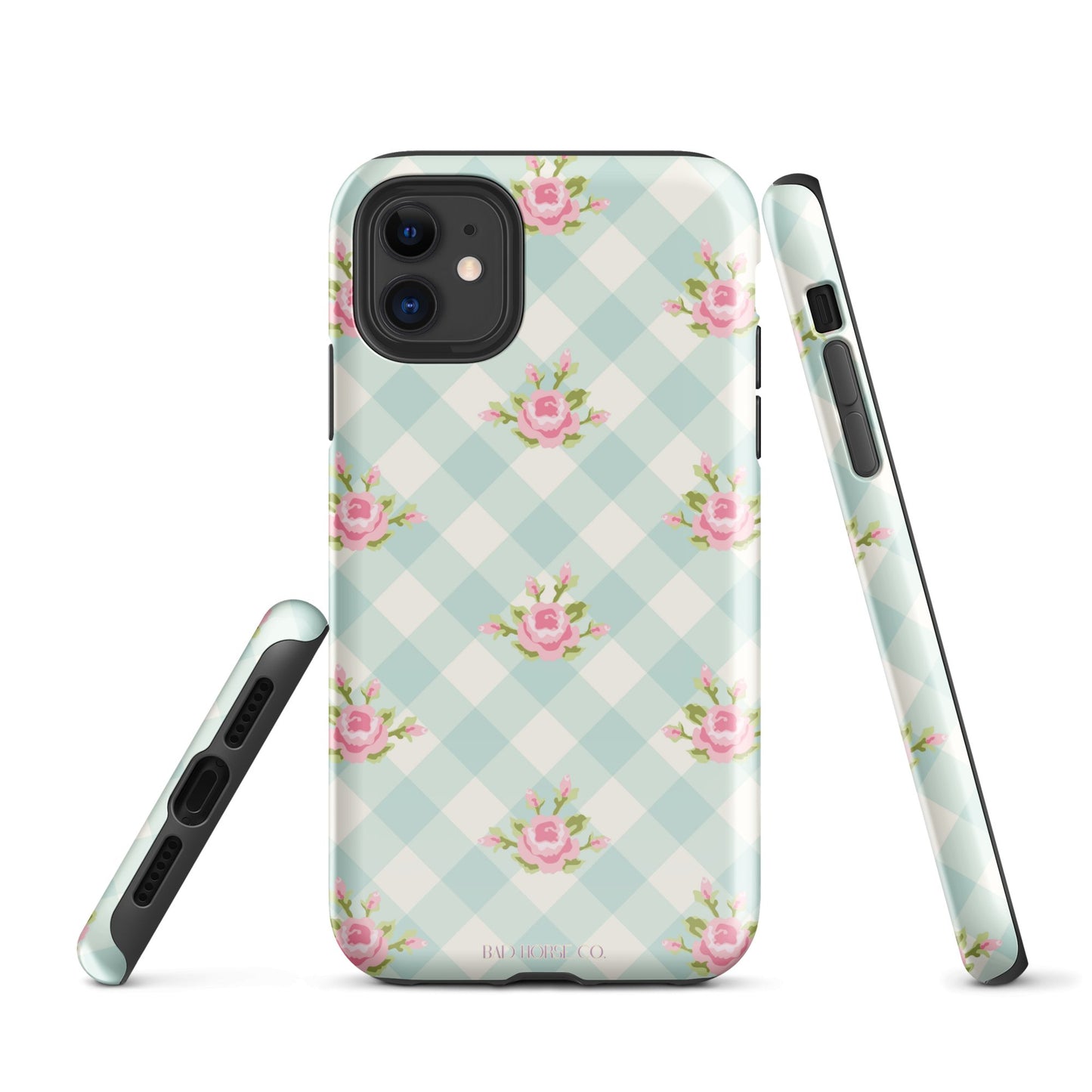 Blue Gingham Rose - iPhone® Tough Case - Phone Case - TSC: TheShopCollective - BadHorse