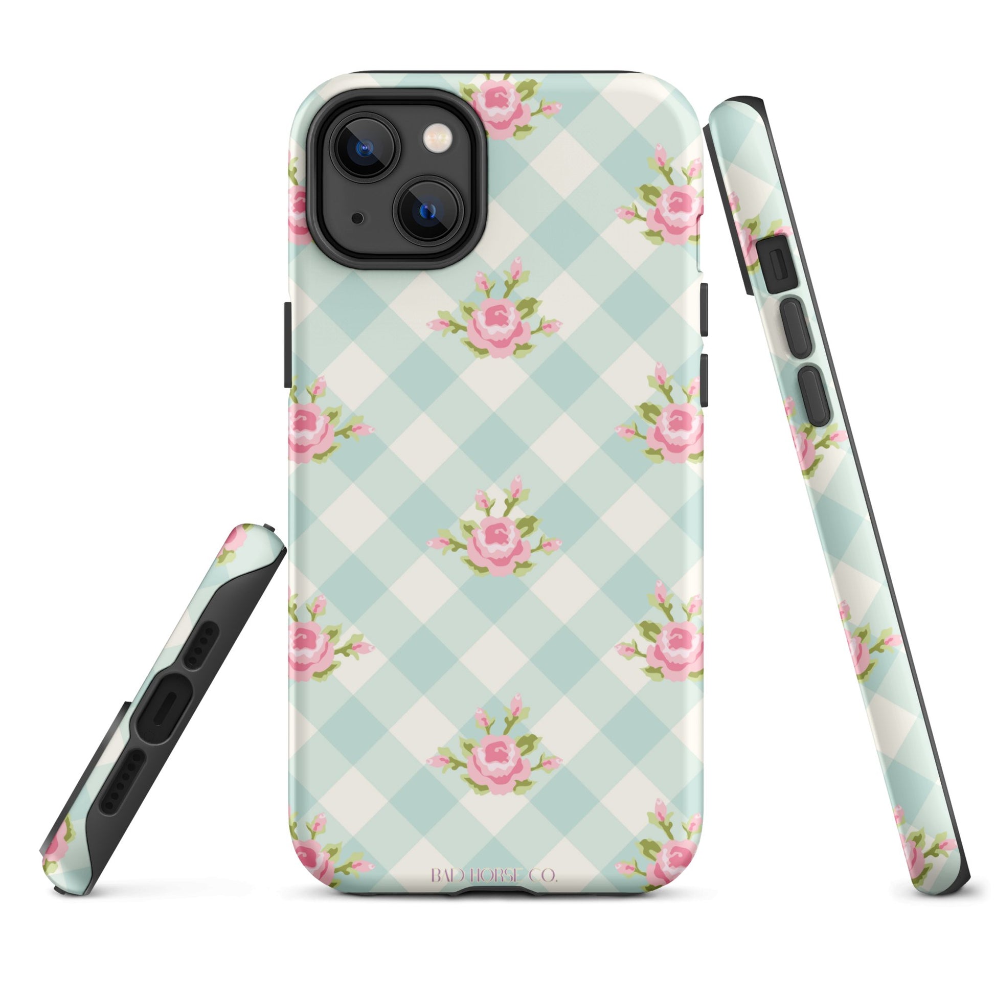 Blue Gingham Rose - iPhone® Tough Case - Phone Case - TSC: TheShopCollective - BadHorse