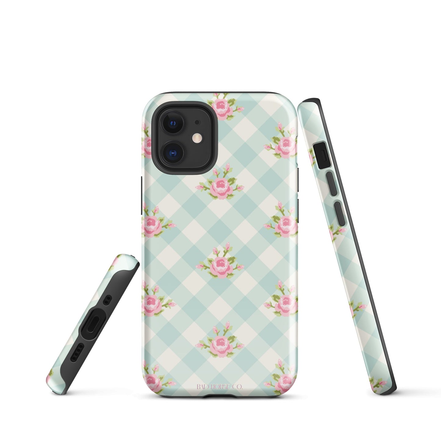 Blue Gingham Rose - iPhone® Tough Case - Phone Case - TSC: TheShopCollective - BadHorse