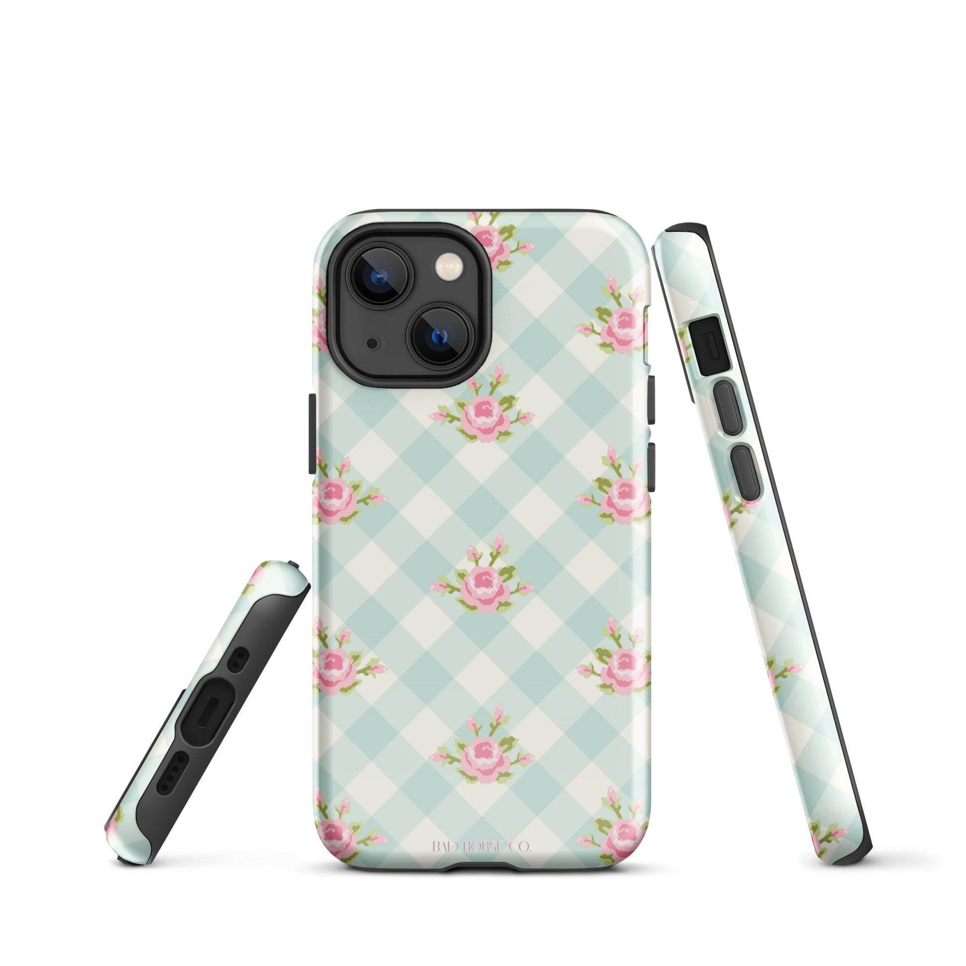 Blue Gingham Rose - iPhone® Tough Case - Phone Case - TSC: TheShopCollective - BadHorse