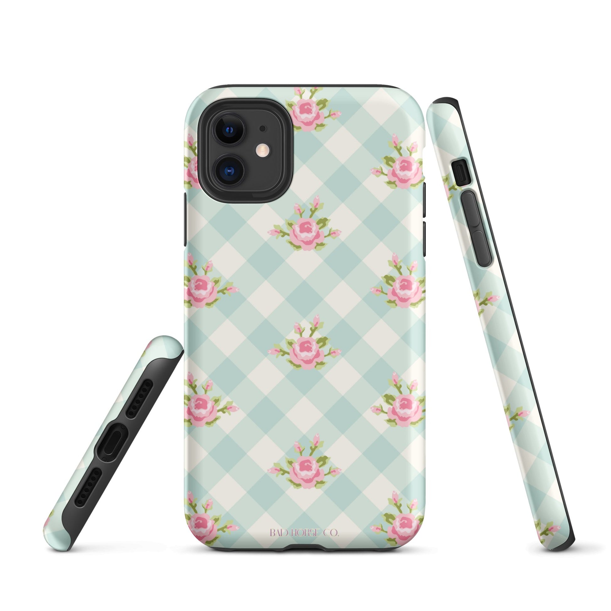 Blue Gingham Rose - iPhone® Tough Case - Phone Case - TSC: TheShopCollective - BadHorse