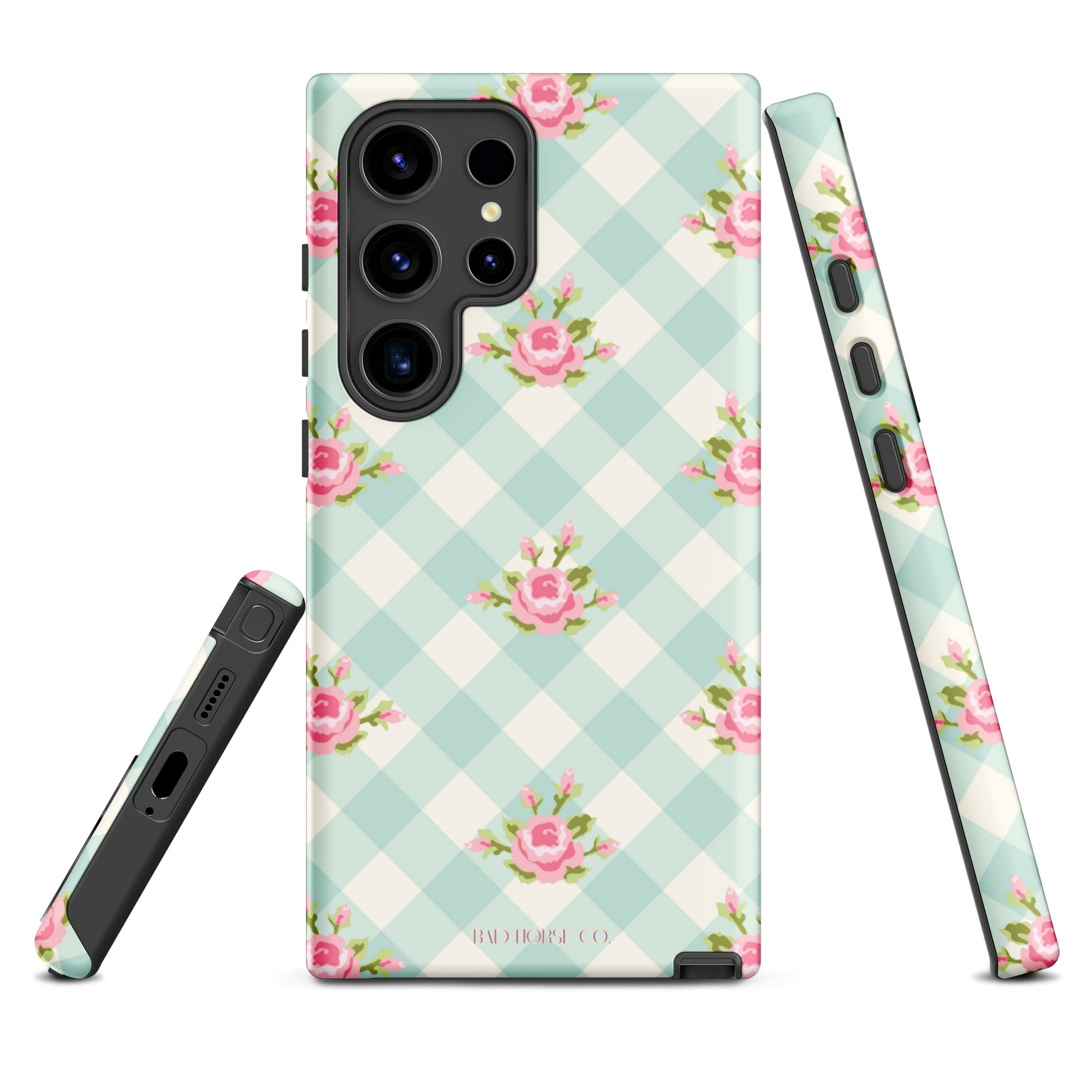 Blue Gingham Rose - Samsung® Tough Case - Phone Case - TSC: TheShopCollective - BadHorse