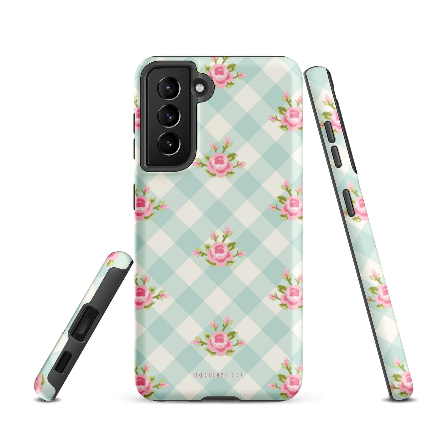 Blue Gingham Rose - Samsung® Tough Case - Phone Case - TSC: TheShopCollective - BadHorse