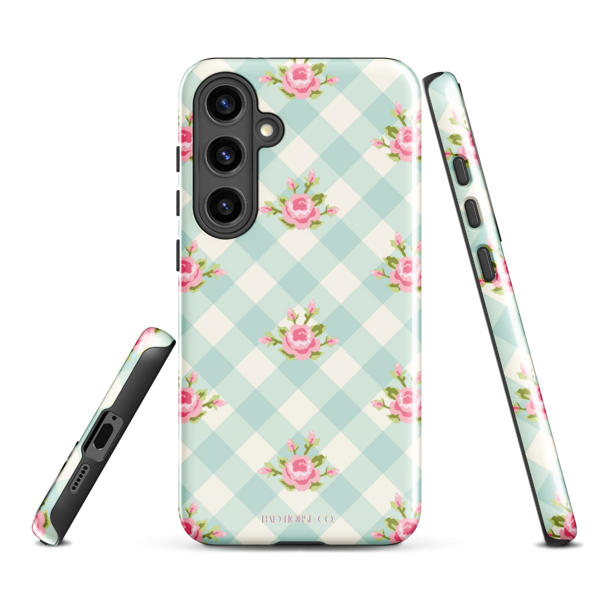 Blue Gingham Rose - Samsung® Tough Case - Phone Case - TSC: TheShopCollective - BadHorse