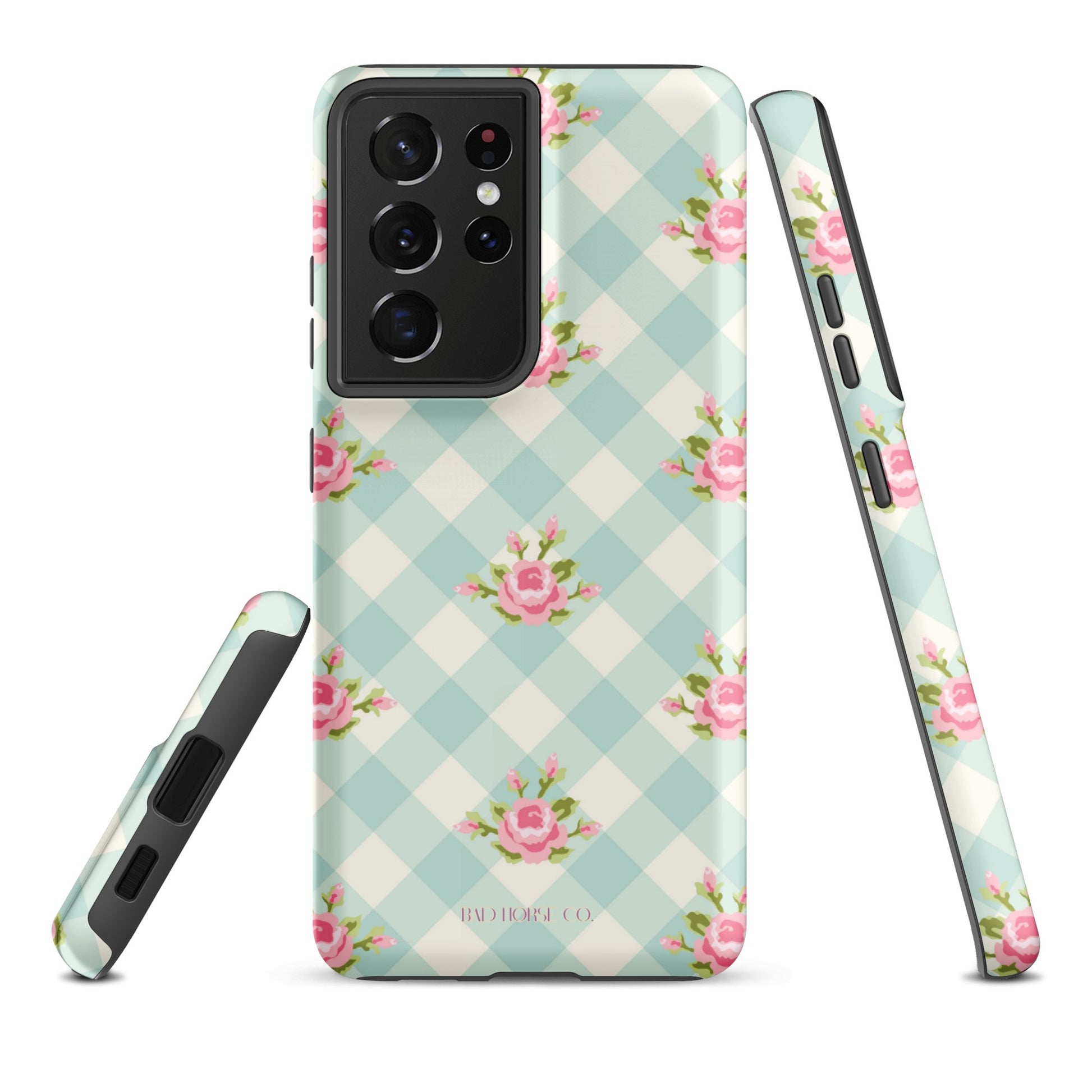 Blue Gingham Rose - Samsung® Tough Case - Phone Case - TSC: TheShopCollective - BadHorse