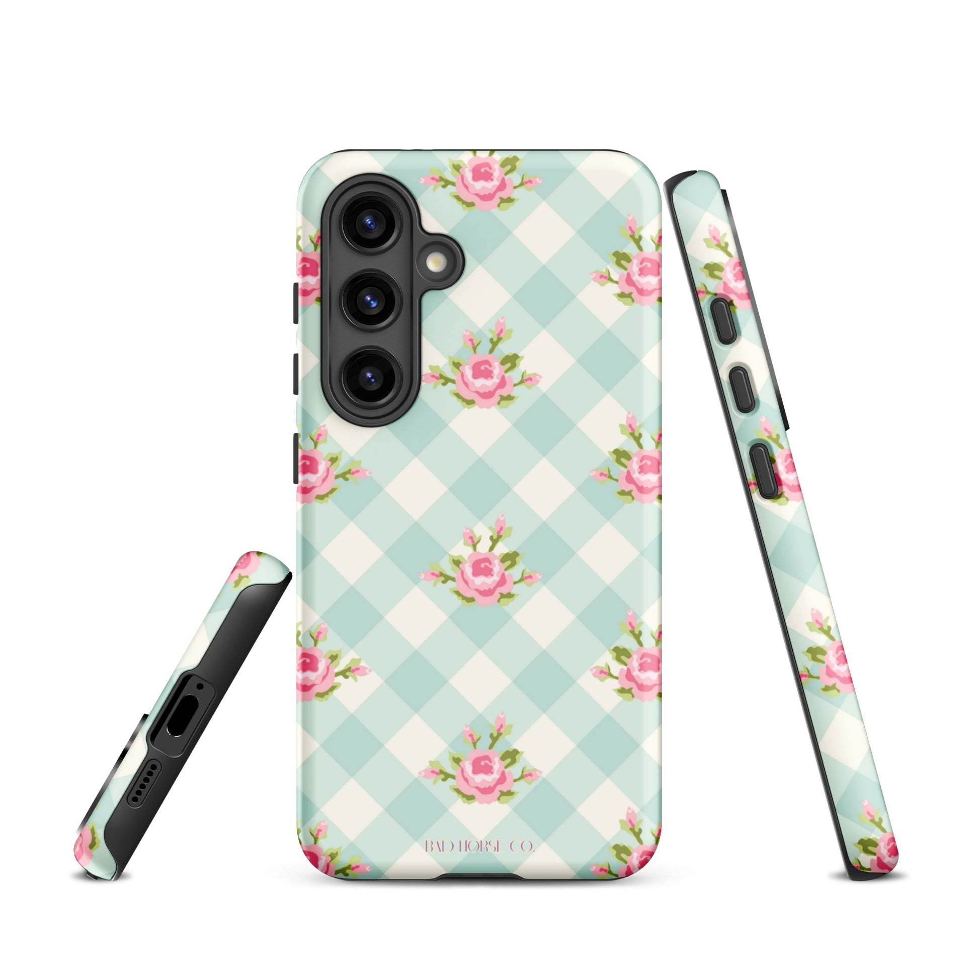 Blue Gingham Rose - Samsung® Tough Case - Phone Case - TSC: TheShopCollective - BadHorse