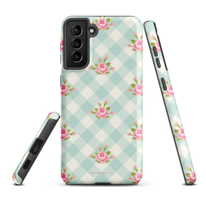 Blue Gingham Rose - Samsung® Tough Case - Phone Case - TSC: TheShopCollective - BadHorse