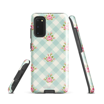 Blue Gingham Rose - Samsung® Tough Case - Phone Case - TSC: TheShopCollective - BadHorse