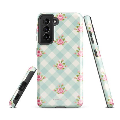 Blue Gingham Rose - Samsung® Tough Case - Phone Case - TSC: TheShopCollective - BadHorse