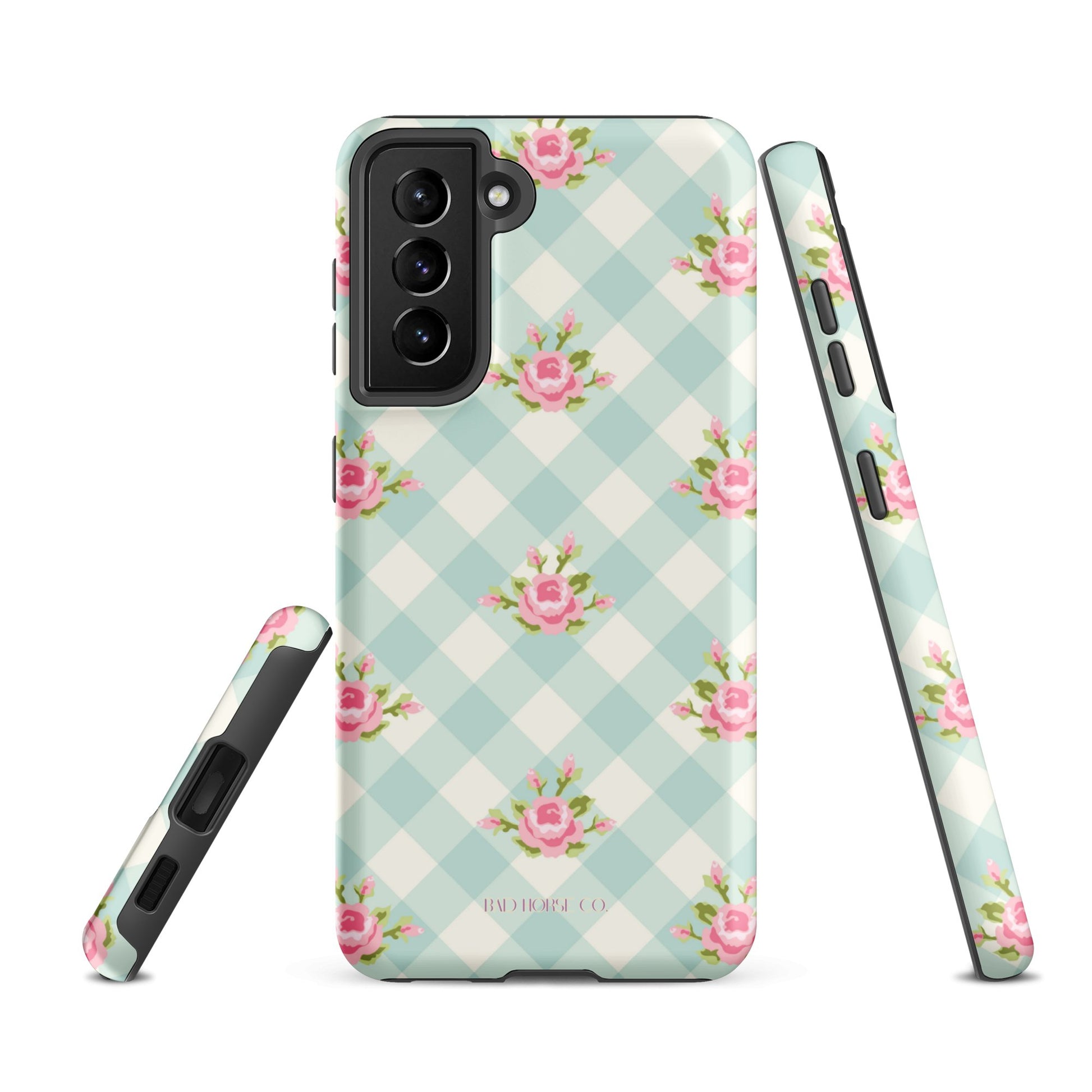 Blue Gingham Rose - Samsung® Tough Case - Phone Case - TSC: TheShopCollective - BadHorse