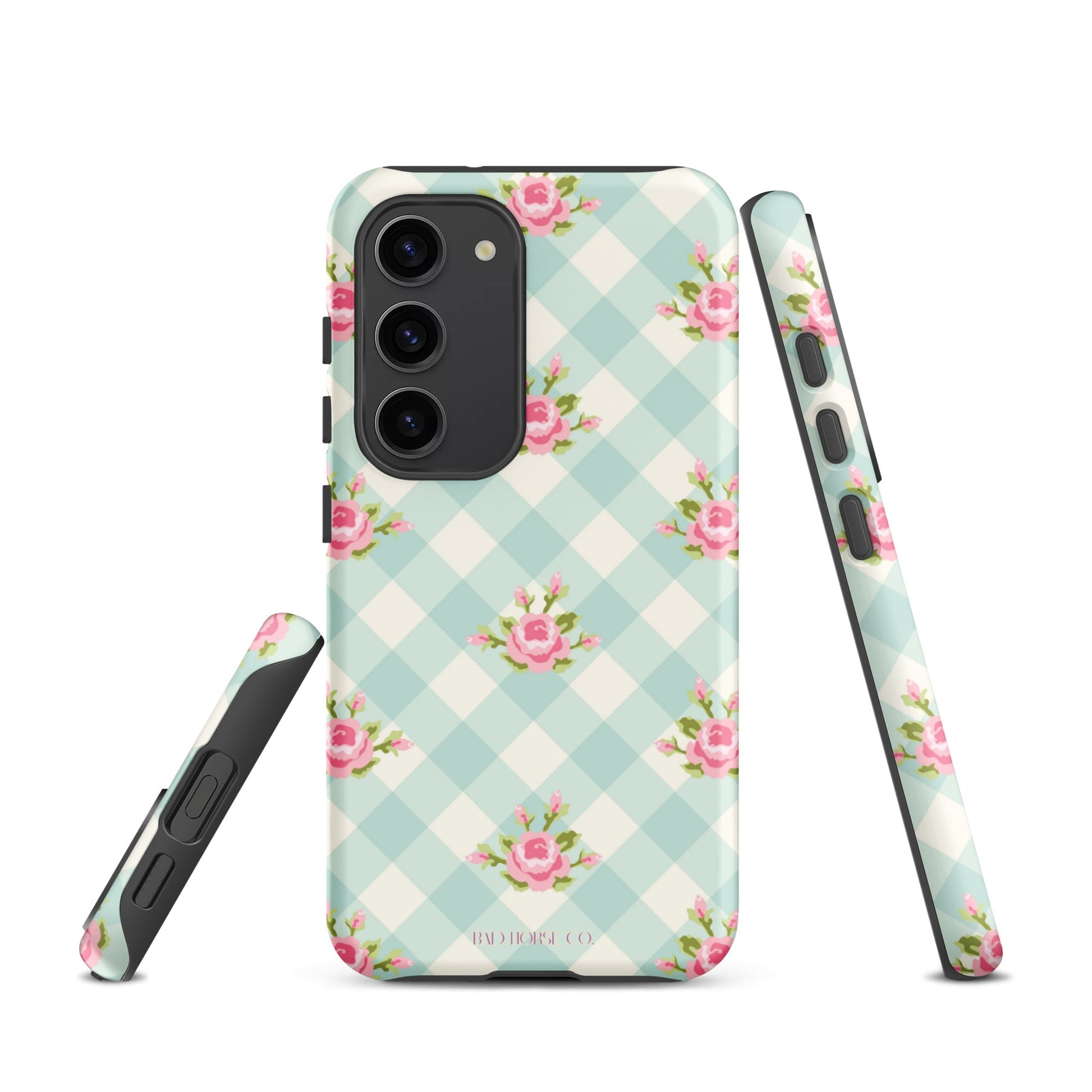 Blue Gingham Rose - Samsung® Tough Case - Phone Case - TSC: TheShopCollective - BadHorse