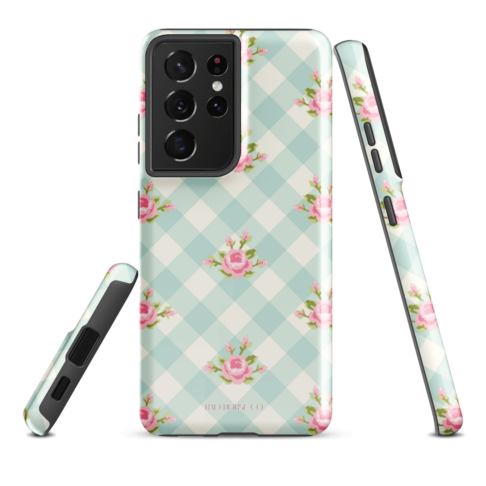 Blue Gingham Rose - Samsung® Tough Case - Phone Case - TSC: TheShopCollective - BadHorse