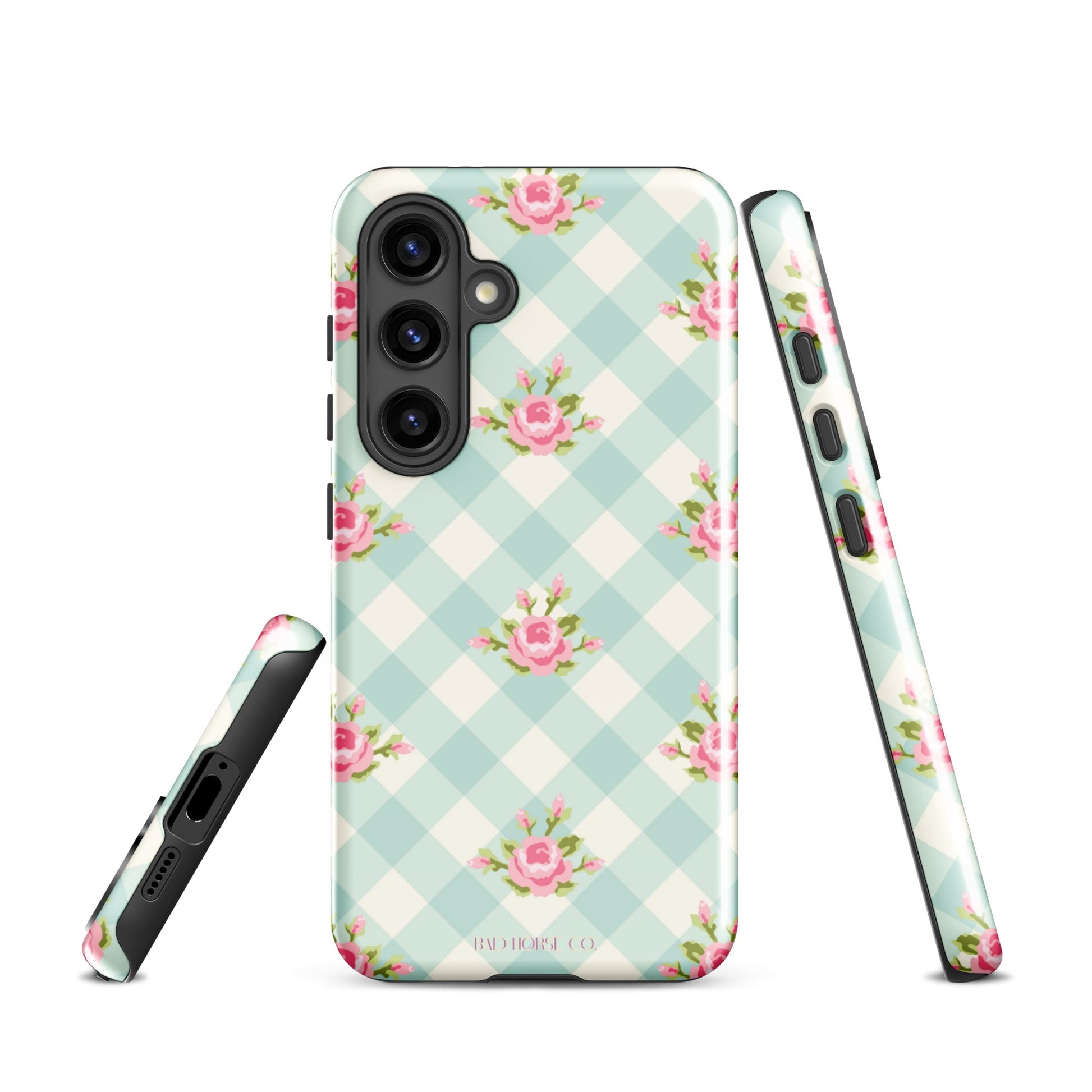 Blue Gingham Rose - Samsung® Tough Case - Phone Case - TSC: TheShopCollective - BadHorse