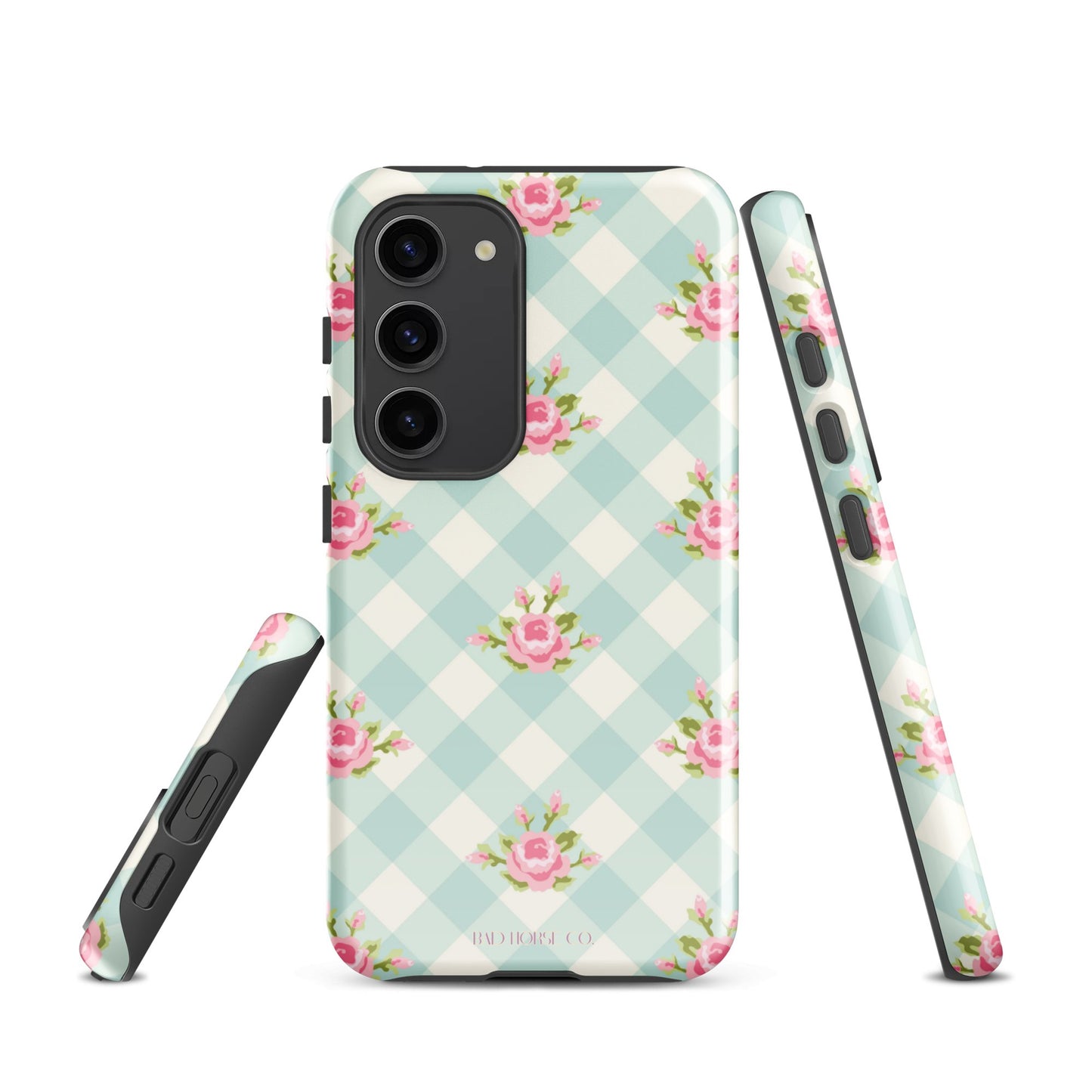 Blue Gingham Rose - Samsung® Tough Case - Phone Case - TSC: TheShopCollective - BadHorse