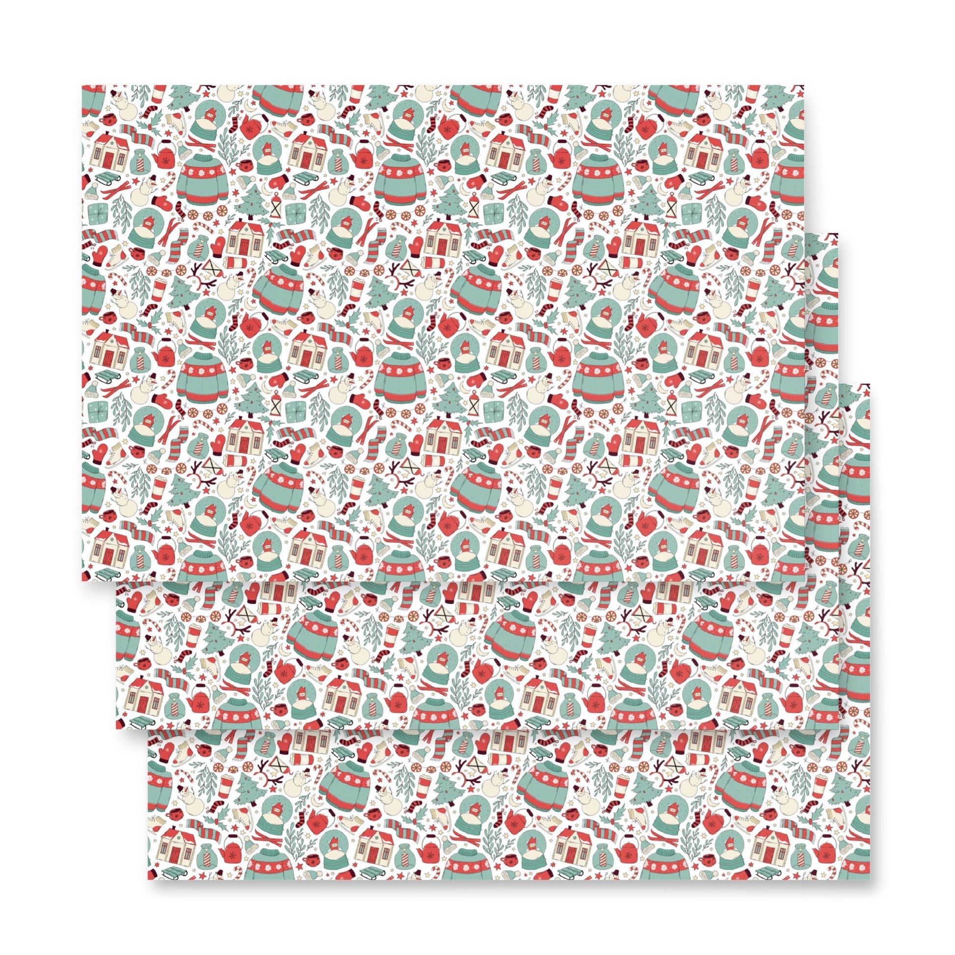 Collage - 3 Holiday Wrapping Paper Sheets - Christmas - giftwrap - paperproducts - Bad Horse