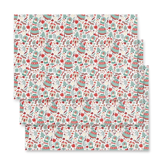 Collage - 3 Holiday Wrapping Paper Sheets - Christmas - giftwrap - paperproducts - Bad Horse