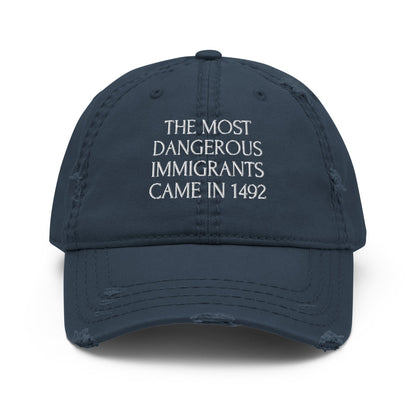Dangerous Immigrants - Distressed Adjustable Ball Cap - ballcap - baseball style hats - hats - Numbskullz