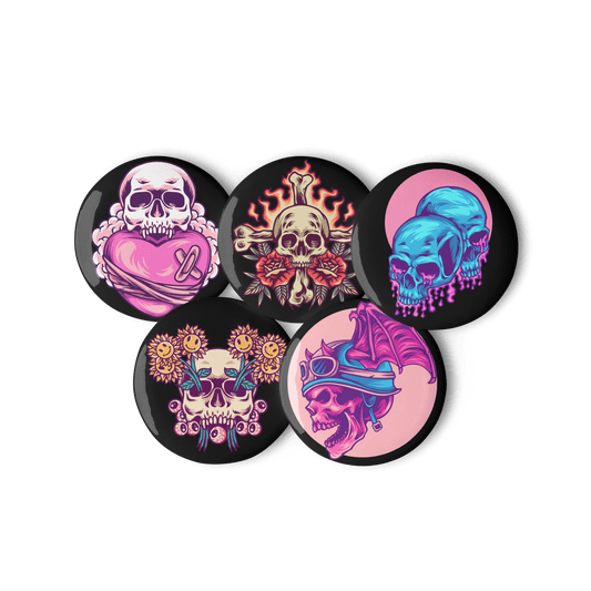 Death's Head - Set of 5 Pin Buttons - accessories - buttons - decorative pins - Numbskullz