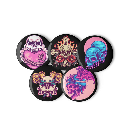 Death's Head - Set of 5 Pin Buttons - accessories - buttons - decorative pins - Numbskullz