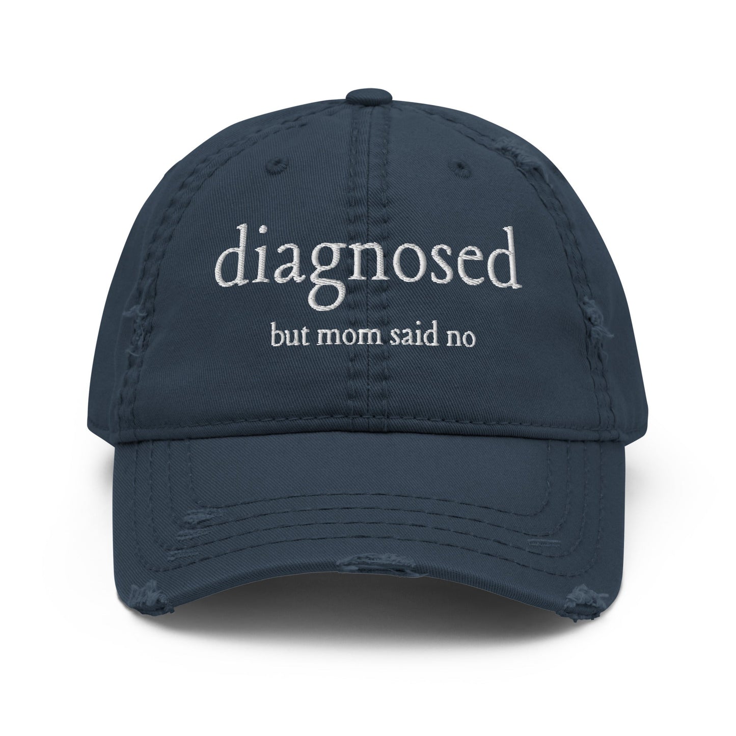 Diagnosed - Distressed Adjustable Ball Cap - ballcap - baseball style hats - hats - Numbskullz