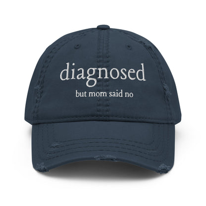 Diagnosed - Distressed Adjustable Ball Cap - ballcap - baseball style hats - hats - Numbskullz