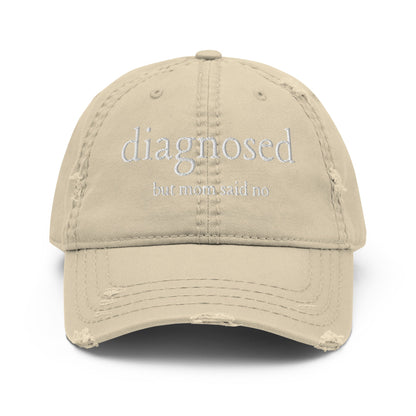 Diagnosed - Distressed Adjustable Ball Cap - ballcap - baseball style hats - hats - Numbskullz