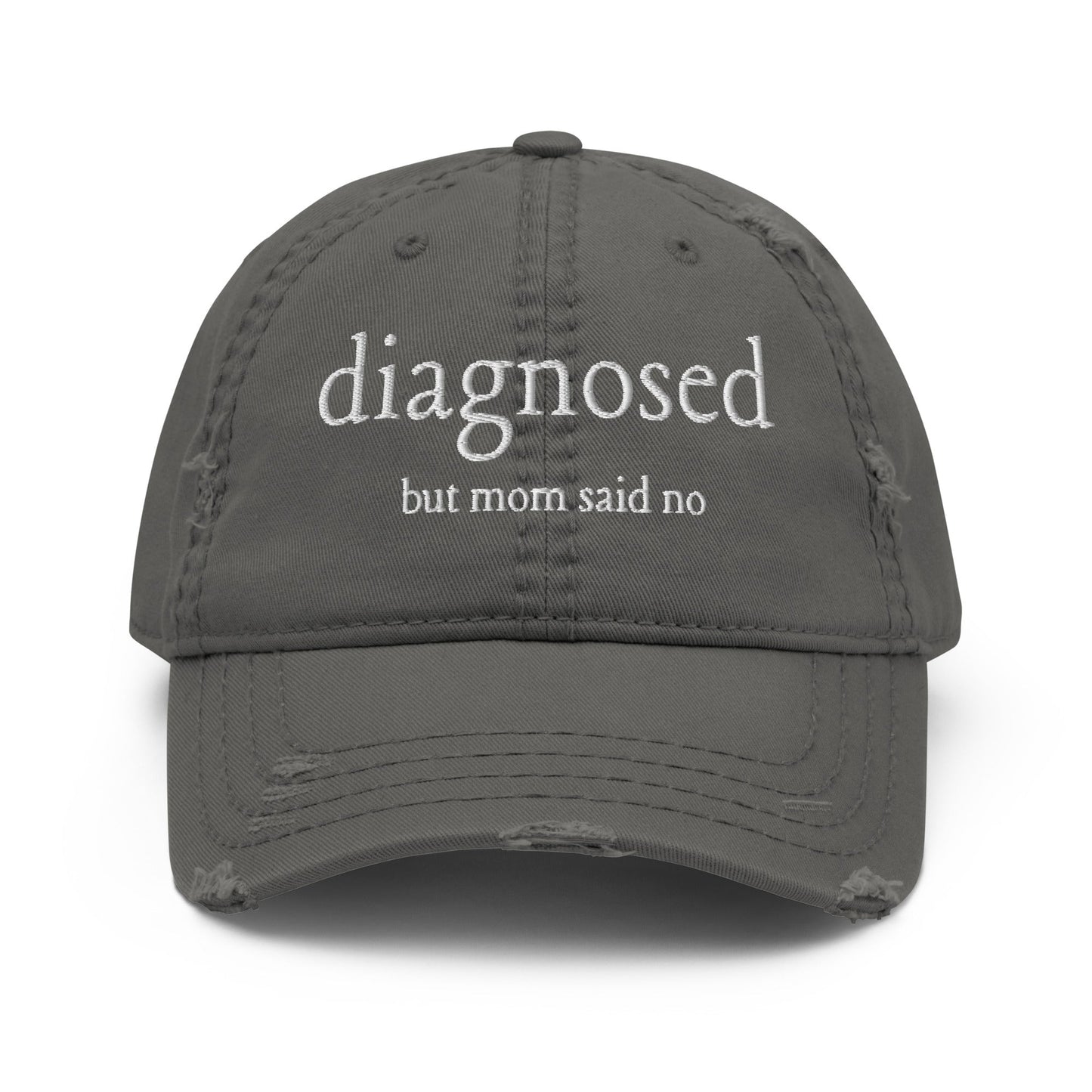 Diagnosed - Distressed Adjustable Ball Cap - ballcap - baseball style hats - hats - Numbskullz
