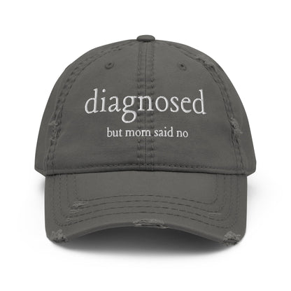 Diagnosed - Distressed Adjustable Ball Cap - ballcap - baseball style hats - hats - Numbskullz