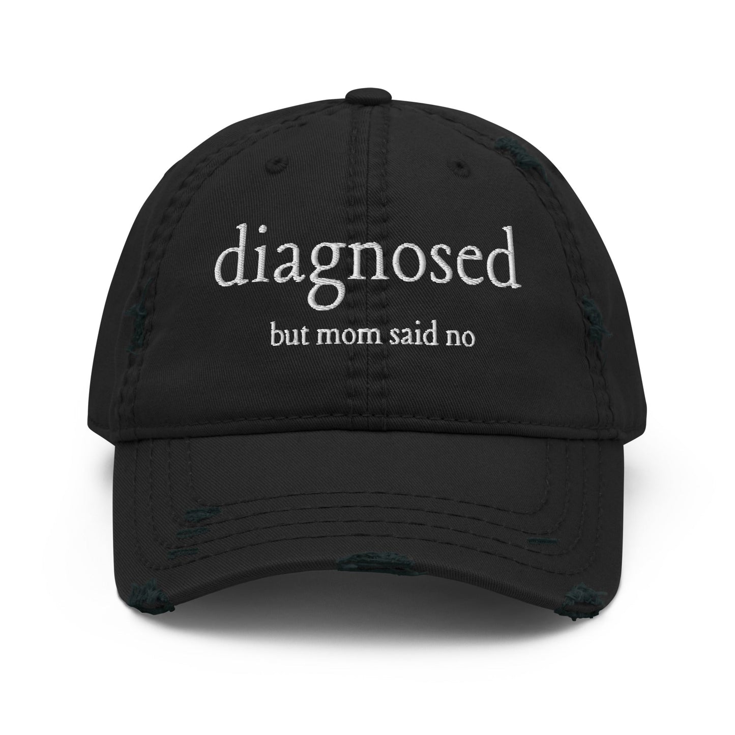 Diagnosed - Distressed Adjustable Ball Cap - ballcap - baseball style hats - hats - Numbskullz