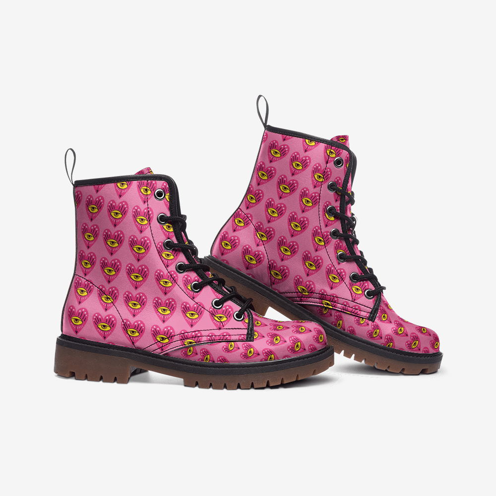 Eye Love You - Combat Boot - boots - combat boots - fashion boots - Numbskullz