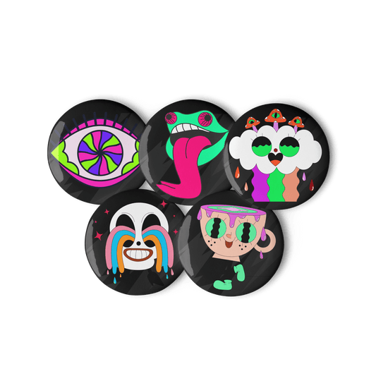 Googly - Set of 5 Pin Buttons - accessories - buttons - decorative pins - Numbskullz