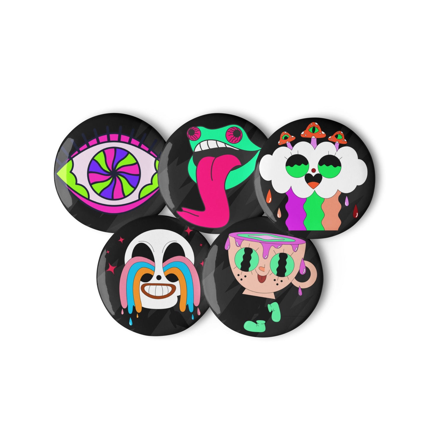 Googly - Set of 5 Pin Buttons - accessories - buttons - decorative pins - Numbskullz