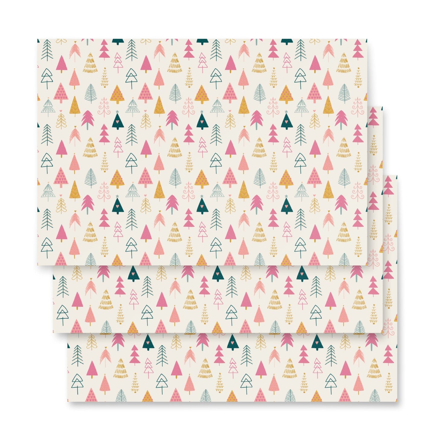 Graphic Trees - 3 Holiday Wrapping Paper Sheets - Christmas - giftwrap - paperproducts - Bad Horse