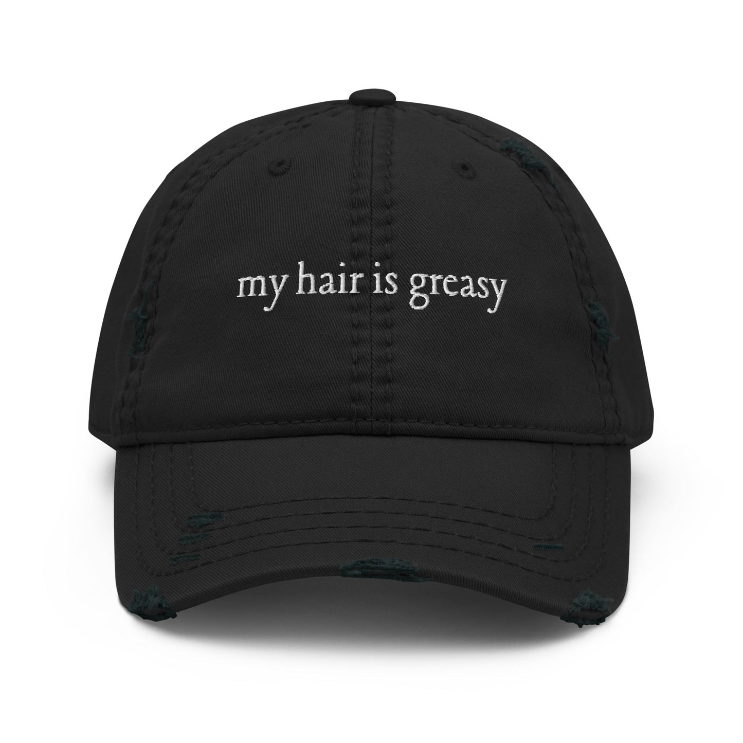 Greasy Hair - Distressed Adjustable Ball Cap - ballcap - baseball style hats - hats - Numbskullz